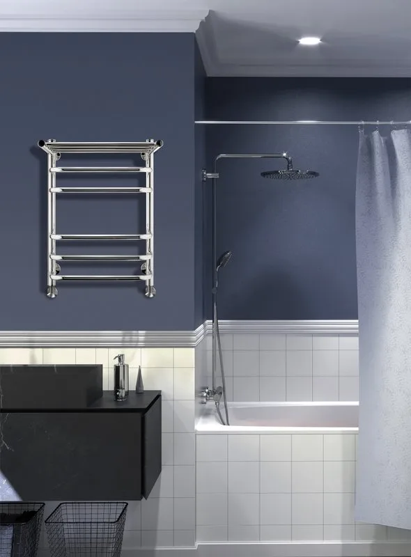Полотенцесушитель водяной Indigo Brace LBCW60-40P с полкой, серебристый Sancos — официальный сайт
