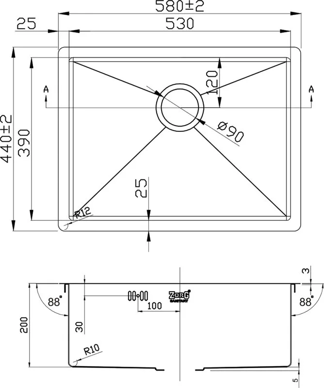 Мойка кухонная Zorg Inox R 5844 Sancos — официальный сайт