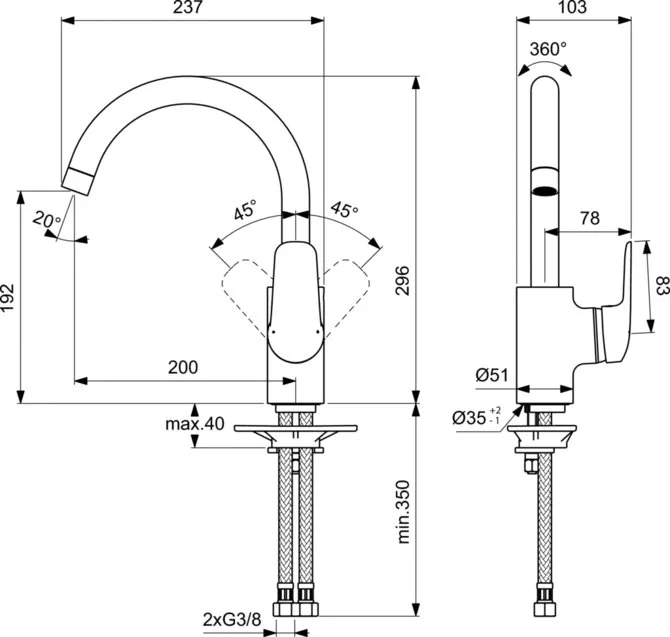 Смеситель для кухни Ideal Standard Ceraflex B1727AA Sancos — официальный сайт