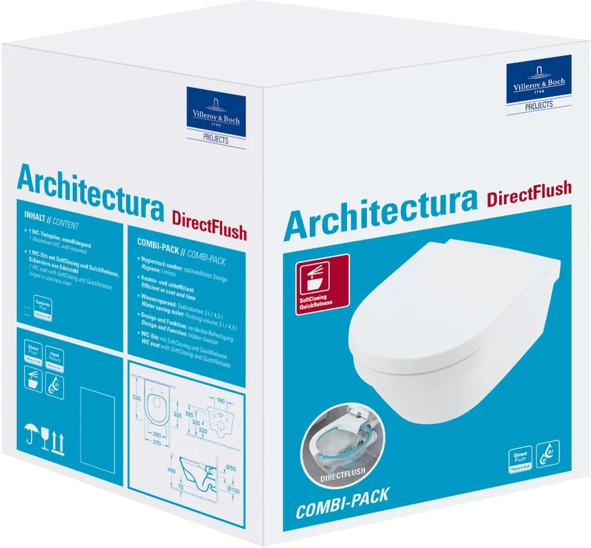 Унитаз подвесной Villeroy & Boch Architectura 4694HR01 Sancos — официальный сайт