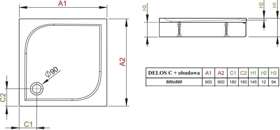 Поддон для душа Radaway Delos C900 с панелью Sancos — официальный сайт