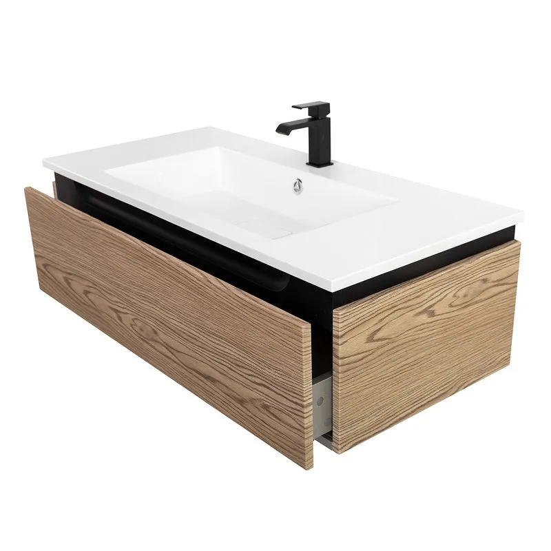 Тумба под раковину без столешницы Cezares Slider 100 подвесная, 1 ящик, дуб тангент Sancos — официальный сайт