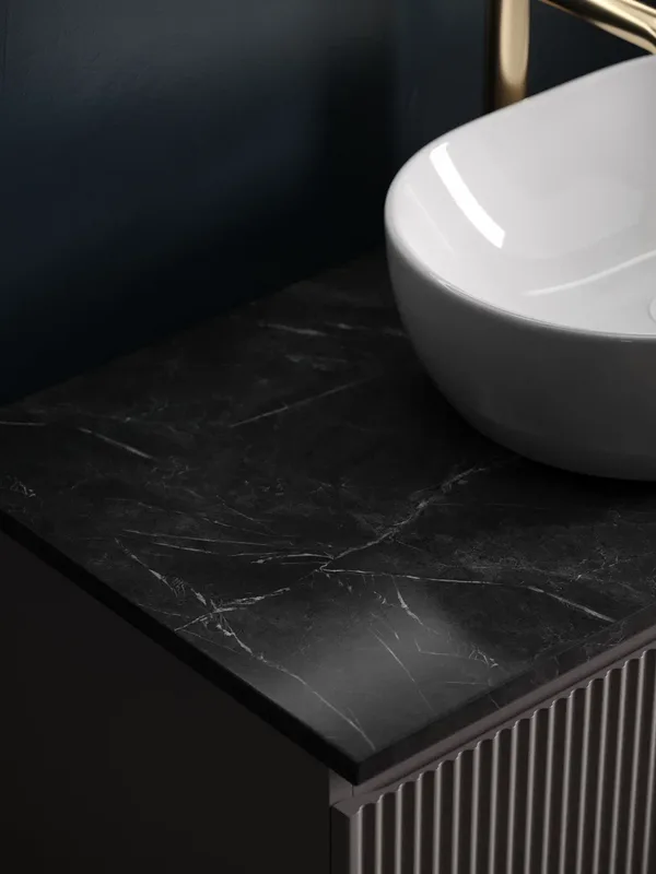 Тумба с раковиной Sancos Snob R 80 см, doha soft, столешница черный мрамор, раковина CN6019 Sancos — официальный сайт