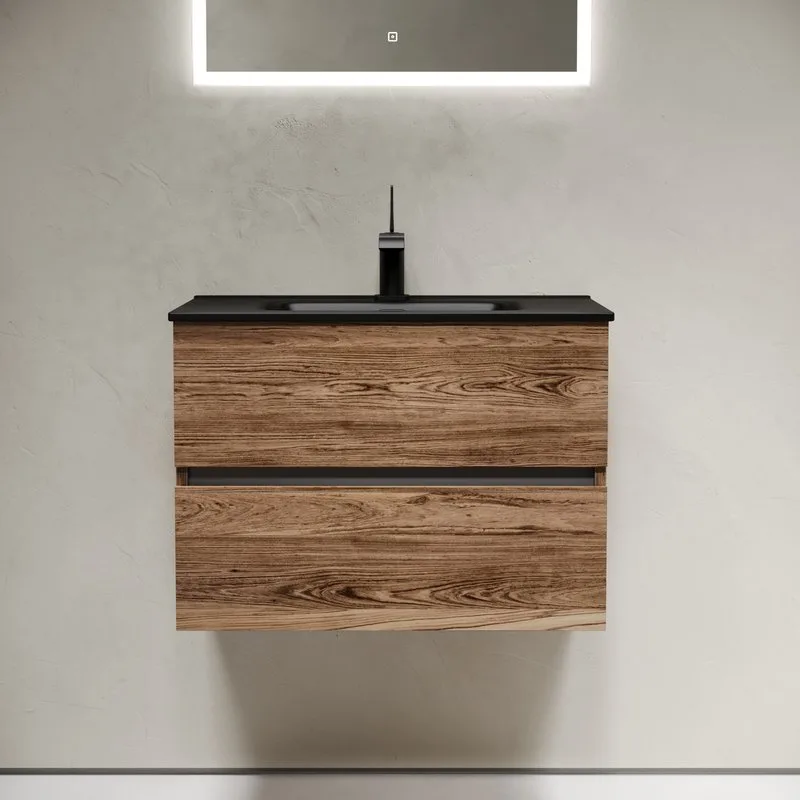Тумба с раковиной Sancos Urban 70 дуб чарльстон, черная раковина CN7007MB Sancos — официальный сайт