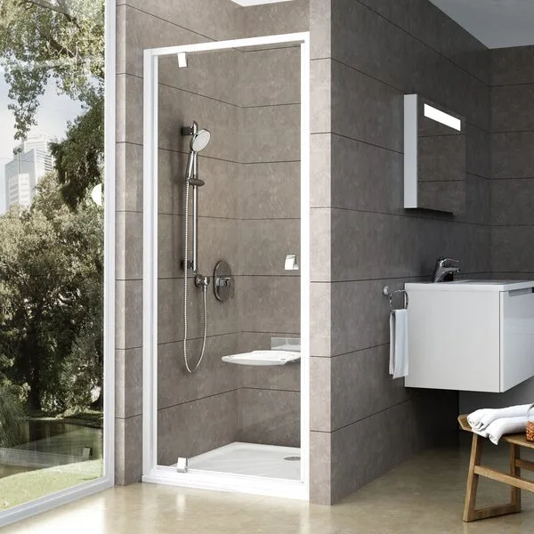 Душевая дверь в нишу Ravak Pivot PDOP1-90 Transparent, профиль белый Sancos — официальный сайт
