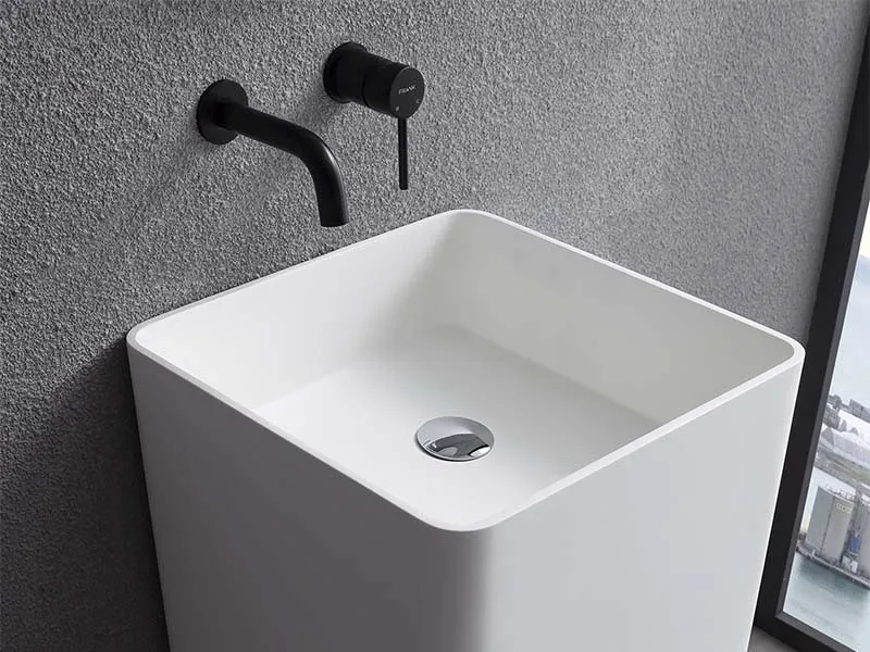 Раковина Uni-Flow Kube FS502-400 Gloss White слив в стену Sancos — официальный сайт