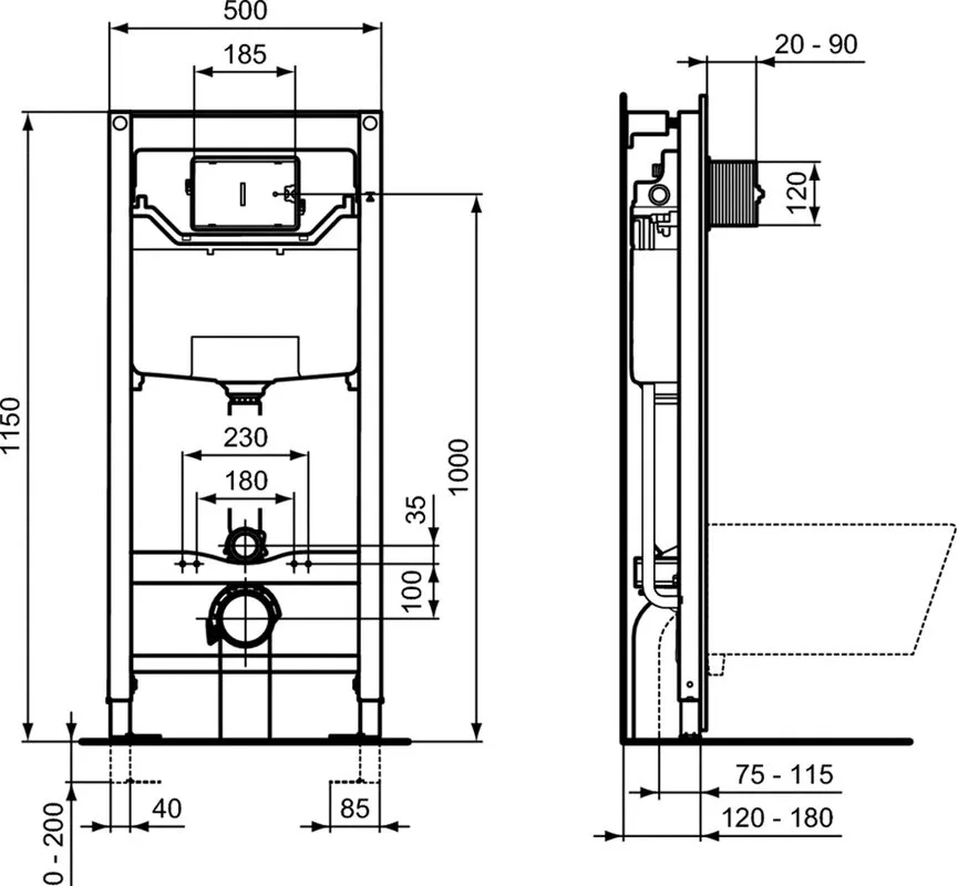 Система инсталляции для унитазов Ideal Standard Prosys Frame 120 M R020467 Sancos — официальный сайт