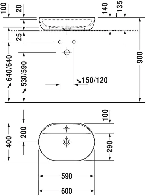 Накладная раковина Duravit Luv 0380600000 60см Sancos — официальный сайт