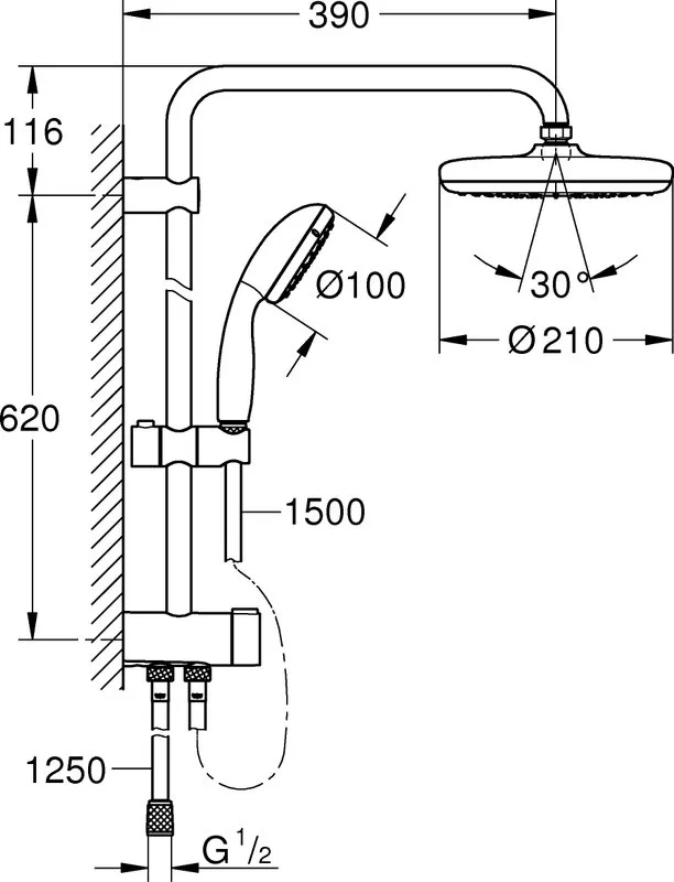 Душевая стойка Grohe New Tempesta System 26381001 Sancos — официальный сайт