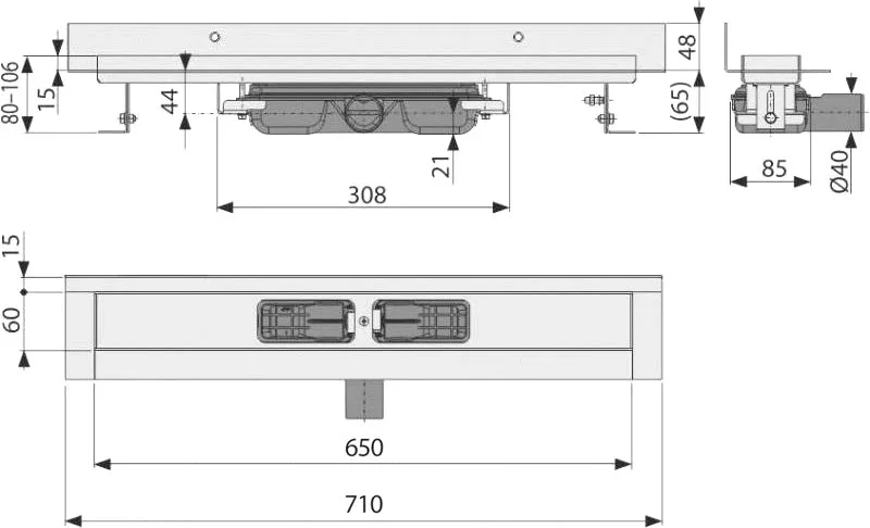 Душевой трап (лоток) AlcaPlast APZ116 -650, без решетки Sancos — официальный сайт