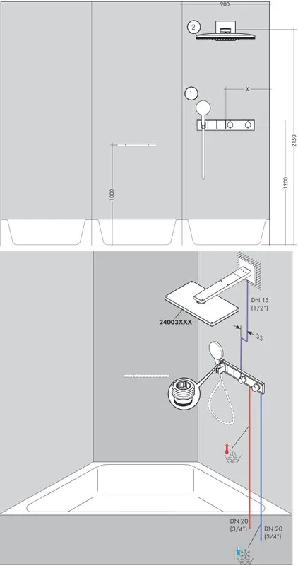 Термостатический смеситель встраиваемый Hansgrohe RainSelect 15355000, для душа, хром Sancos — официальный сайт