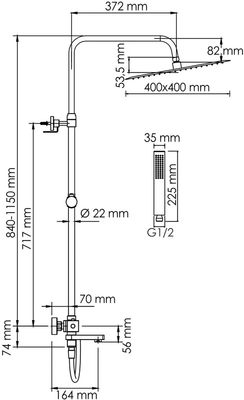 Душевая стойка Wasserkraft Aller A199.119.103.087.CH Thermo, с термостатом, хром Sancos — официальный сайт
