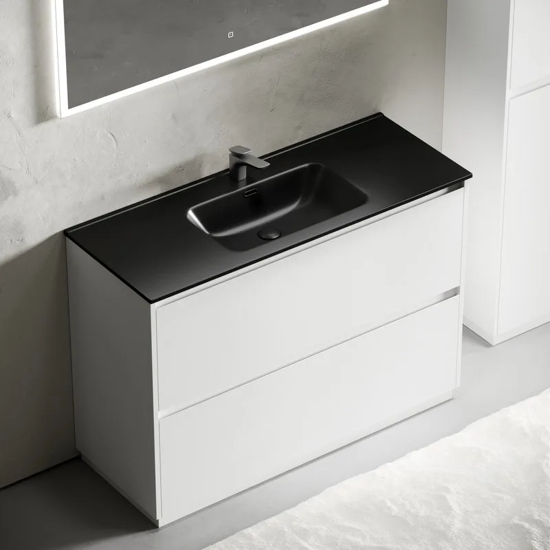 Тумба с раковиной Sancos Libra Floor 120 белый глянец, черная раковина CN7006MB Sancos — официальный сайт
