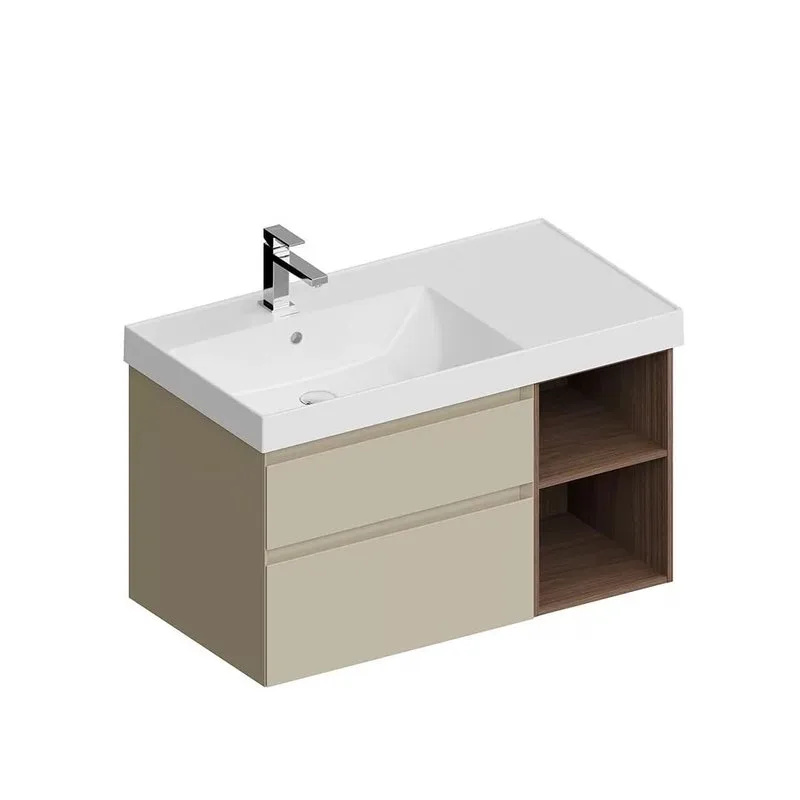 Тумба под раковину без столешницы KERAMA MARAZZI Cubo 90, левая подвесная, с ящиками и полкой, лимо  Sancos — официальный сайт