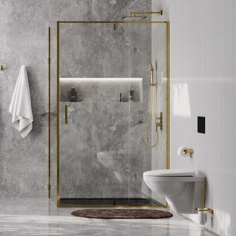 Душевой уголок Wasserkraft Aisch 55P22 100х90, профиль золотой матовый Sancos — официальный сайт