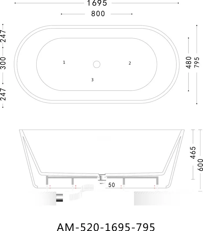 Акриловая ванна Art&Max AM-520-1695-795 170x80 см, отдельностоящая, белая, овальная, с каркасом Sancos — официальный сайт