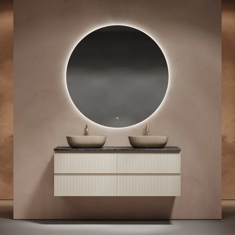 Тумба с раковиной Sancos Snob R 140 beige soft, столешница черный мрамор TT140A1X, раковина CN6009MC Sancos — официальный сайт