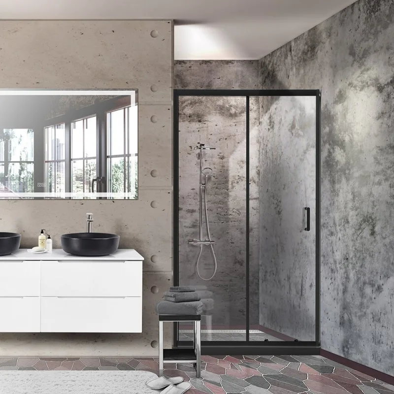 Душевая дверь в нишу BelBagno Uno -195 BF 1 130 C Nero профиль черный, стекло прозрачное Sancos — официальный сайт