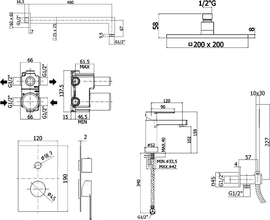 Комплект для ванной Paffoni Ringo KITRIN018CR071 С ВНУТРЕННЕЙ ЧАСТЬЮ, верхний душ 20 см, хром Sancos — официальный сайт