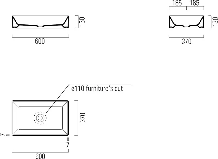 Накладная раковина GSI Kube X 60x37, прямоугольная Sancos — официальный сайт