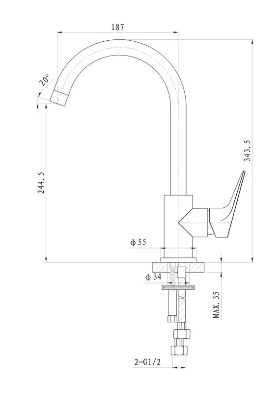 Смеситель для кухни Wonzon & Woghand Balance Balance WW-052101-CR хром Sancos — официальный сайт