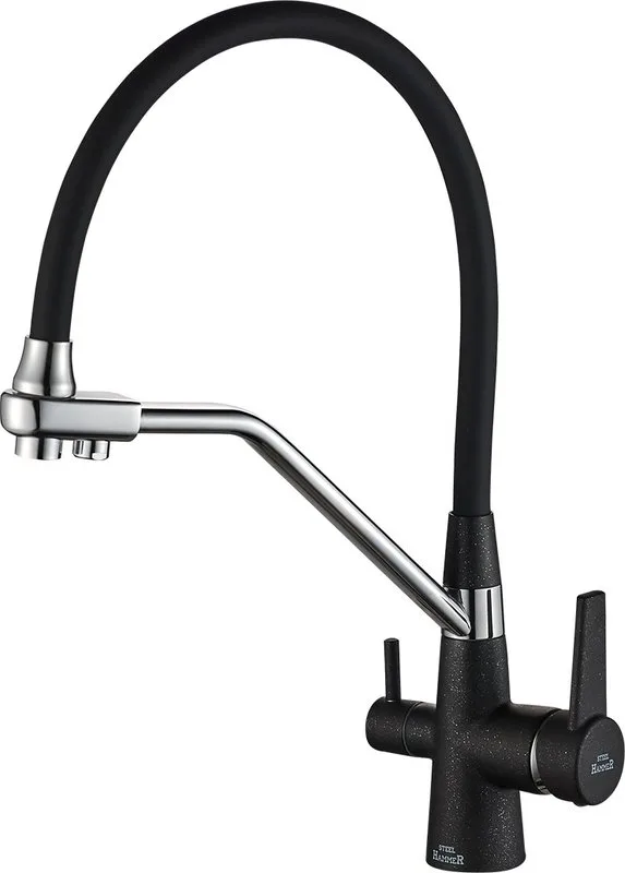Смеситель для кухни Steel Hammer SH 903-6 Black Cr с гибким изливом Sancos — официальный сайт