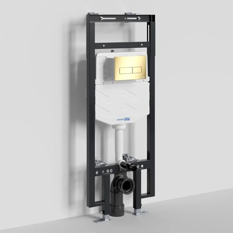 Система инсталляции для унитазов Wasserkraft Dinkel 58TLT.010.ME.PG03, с кнопкой смыва золото Sancos — официальный сайт