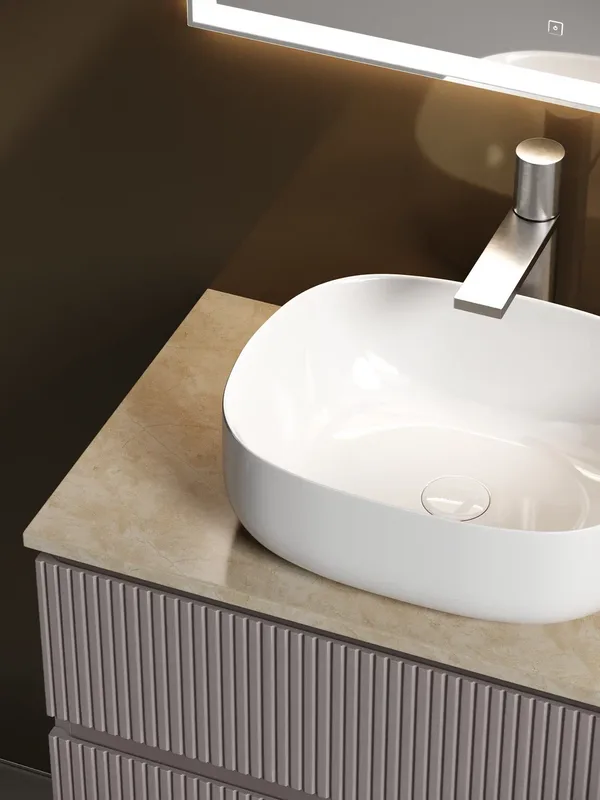 Тумба с раковиной Sancos Snob T 80 см, doha soft, столешница бежевая, раковина CN6018 Sancos — официальный сайт