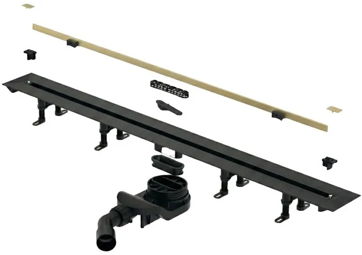 Душевой трап (лоток) Splendy Vario Drain VD30512KYGM с решеткой и опорами, брашированное золото Sancos — официальный сайт