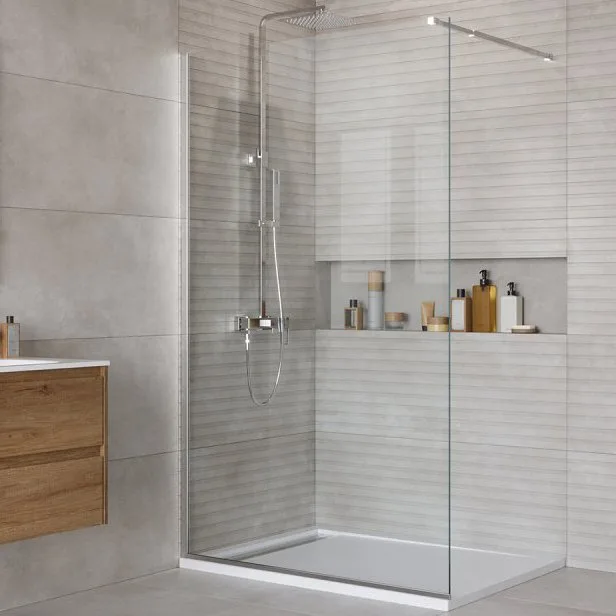 Душевая перегородка BelBagno Kraft 110 см, профиль хром, стекло прозрачное Sancos — официальный сайт