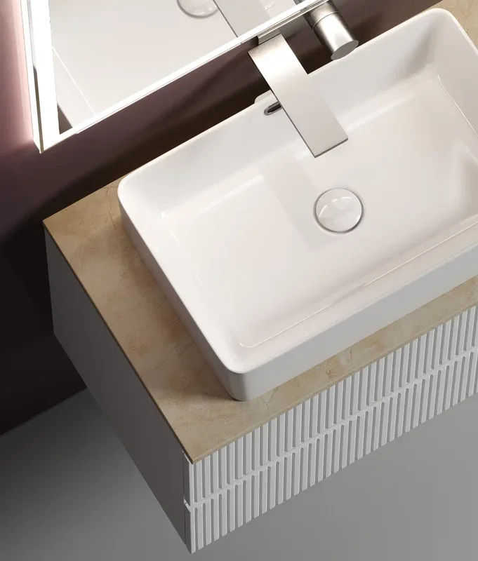 Тумба с раковиной Sancos Snob T 100 см, bianco, столешница бежевая, раковина CN5025 Sancos — официальный сайт