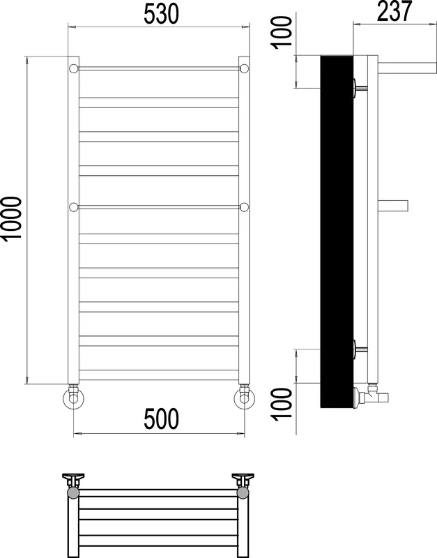 Полотенцесушитель водяной Terminus Хендрикс П10 0 500x100 Sancos — официальный сайт