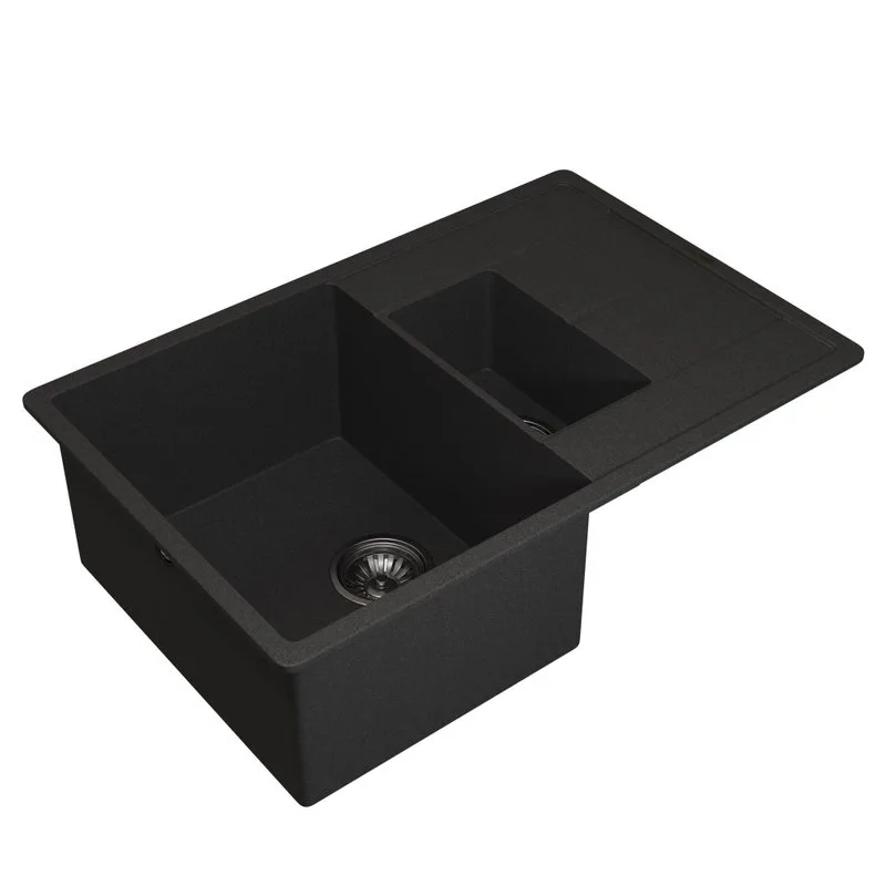 Кухонная мойка кварцевая Uperwood Quartz UPD-05-04, прямоугольная двухсекционная, черная Sancos — официальный сайт