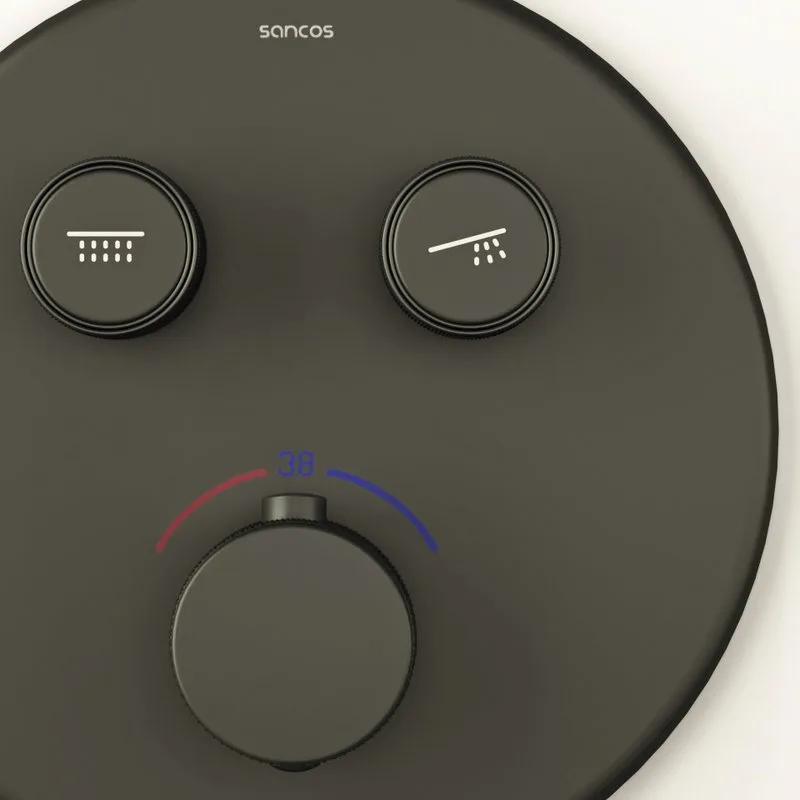 Душевой комплект Sancos Space SC3006MB матовый черный, С ВНУТРЕННЕЙ ЧАСТЬЮ Sancos — официальный сайт