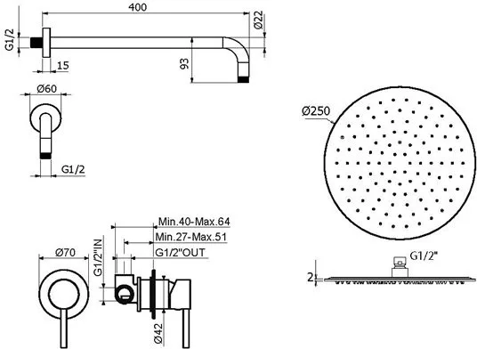 Душевой комплект Plumberia Selection Ixo KITXO01GR С ВНУТРЕННЕЙ ЧАСТЬЮ, графит матовый Sancos — официальный сайт