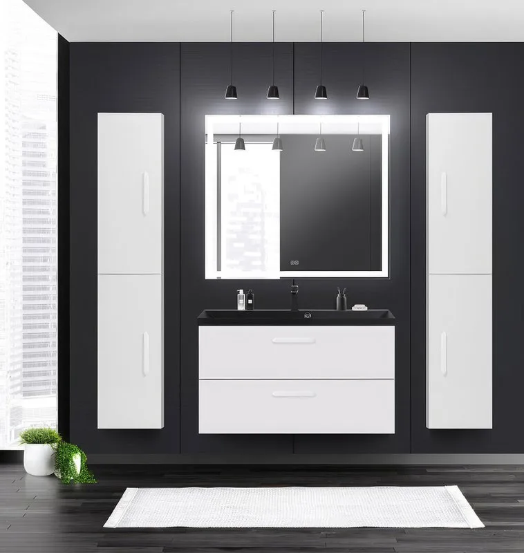 Шкаф-пенал для ванной BelBagno Aurora 30 L bianco lucido (ручки на выбор) Sancos — официальный сайт