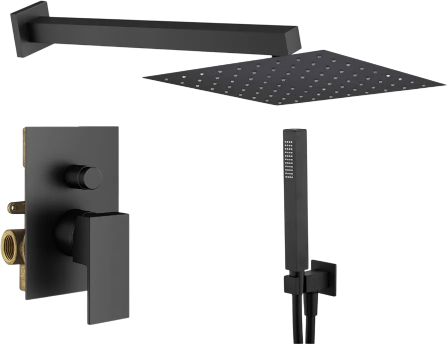 Душевой комплект Plumberia Selection Tag KITTG15NO, С ВНУТРЕННЕЙ ЧАСТЬЮ, черный матовый Sancos — официальный сайт