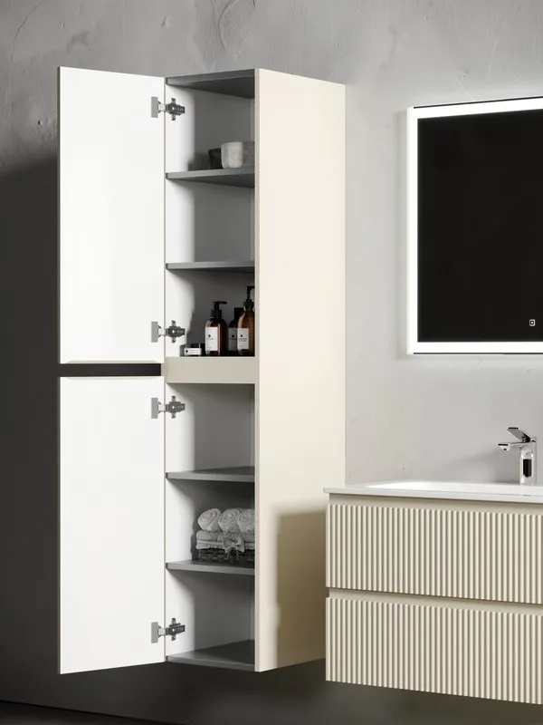 Шкаф-пенал для ванной Sancos Snob R 35 см, универсальный, Beige soft (капучино) Sancos — официальный сайт