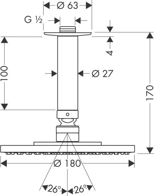 Верхний душ Hansgrohe Raindance S 180 Air 1jet 27472000 Sancos — официальный сайт