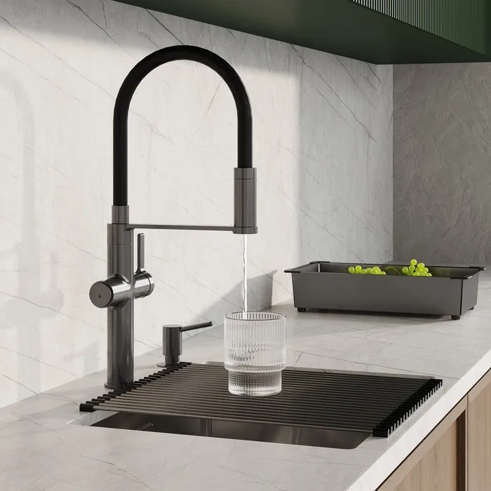 Смеситель для кухни IDDIS Ikon IKNGMFFi05, с гибким изливом, матовый графит Sancos — официальный сайт