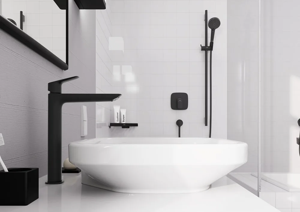 Смеситель для раковины Hansgrohe Logis 240 Fine 71258670 матовый черный Sancos — официальный сайт