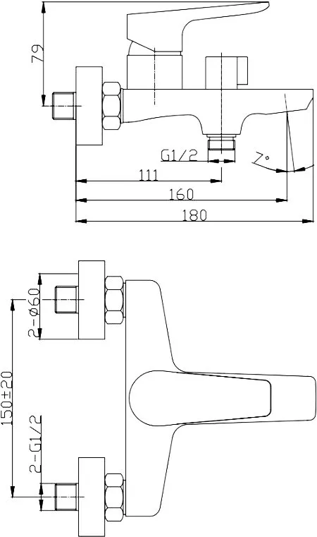 Смеситель для ванны с душем BelBagno Ancona ANCONA-VAS-CRM Sancos — официальный сайт