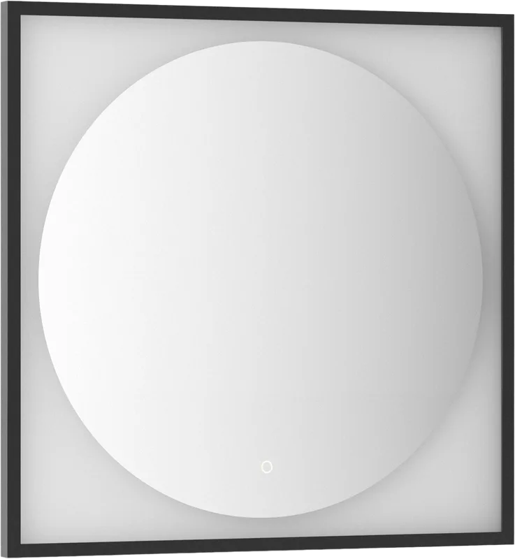Зеркало Defesto Eclipse DF 2223S 80х80 черная рама, с LED-подсветкой, 4500К, сенсорный выключатель