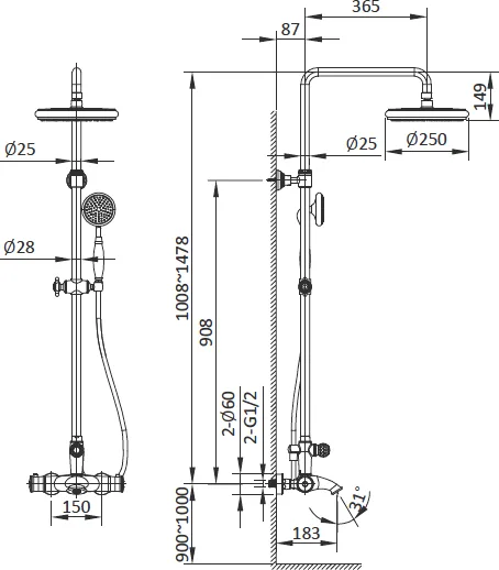 Душевая стойка AltroBagno Beatrice 030423 ROr, розовое золото Sancos — официальный сайт