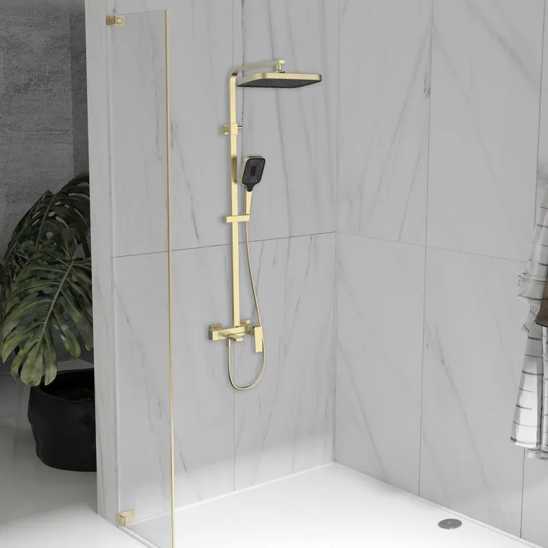 Душевая стойка Vincea Cube VSFS-4C12BG, брашированное золото Sancos — официальный сайт