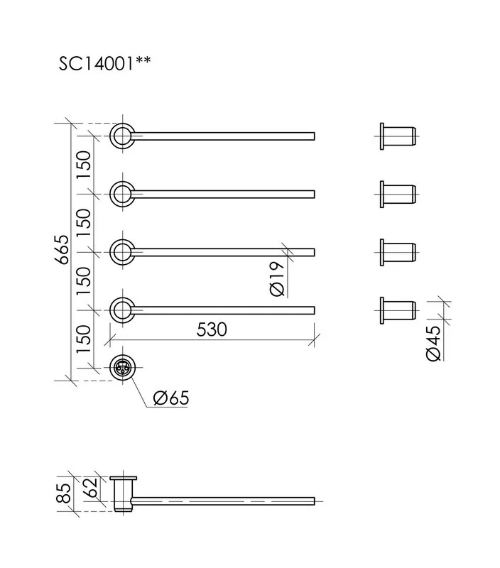 Полотенцесушитель электрический Sancos Linea, хром, SC14001CH Sancos — официальный сайт