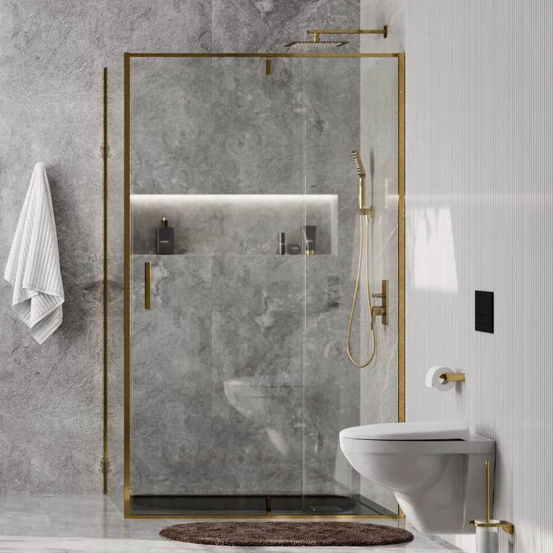 Душевой уголок Wasserkraft Aisch 55P10 120х100, профиль золотой матовый Sancos — официальный сайт