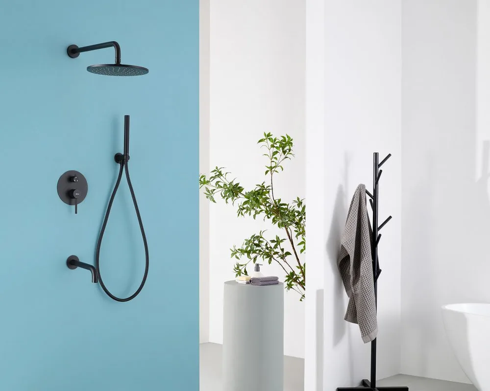 Душевой комплект Abber Wasser Kreis AF8117B, С ВНУТРЕННЕЙ ЧАСТЬЮ, черный матовый Sancos — официальный сайт