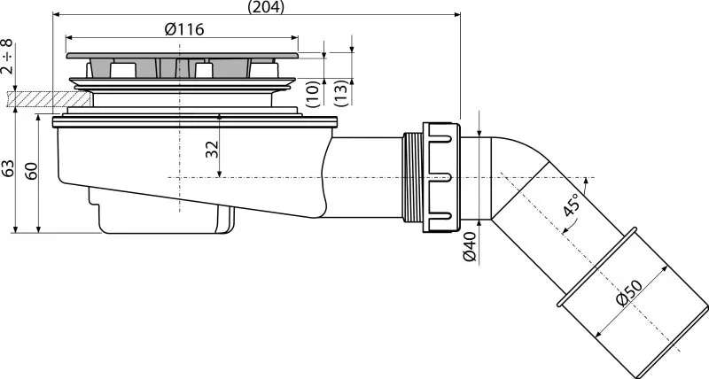 Сифон для поддона AlcaPlast A491CR Sancos — официальный сайт
