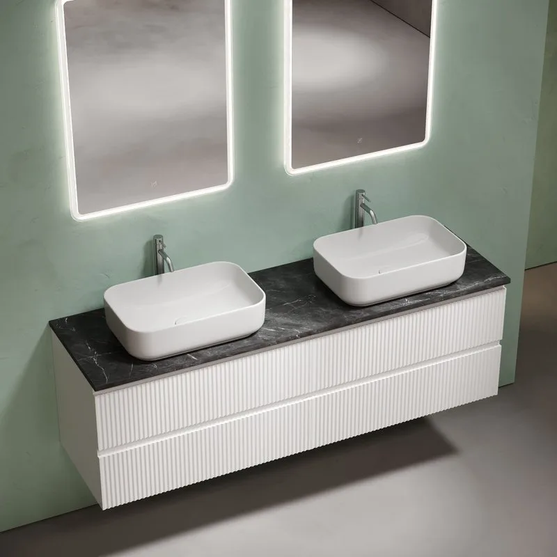 Столешница в ванную под раковину, из керамогранита Sancos Black Sky 160х46 c отверстием под смесител Sancos — официальный сайт
